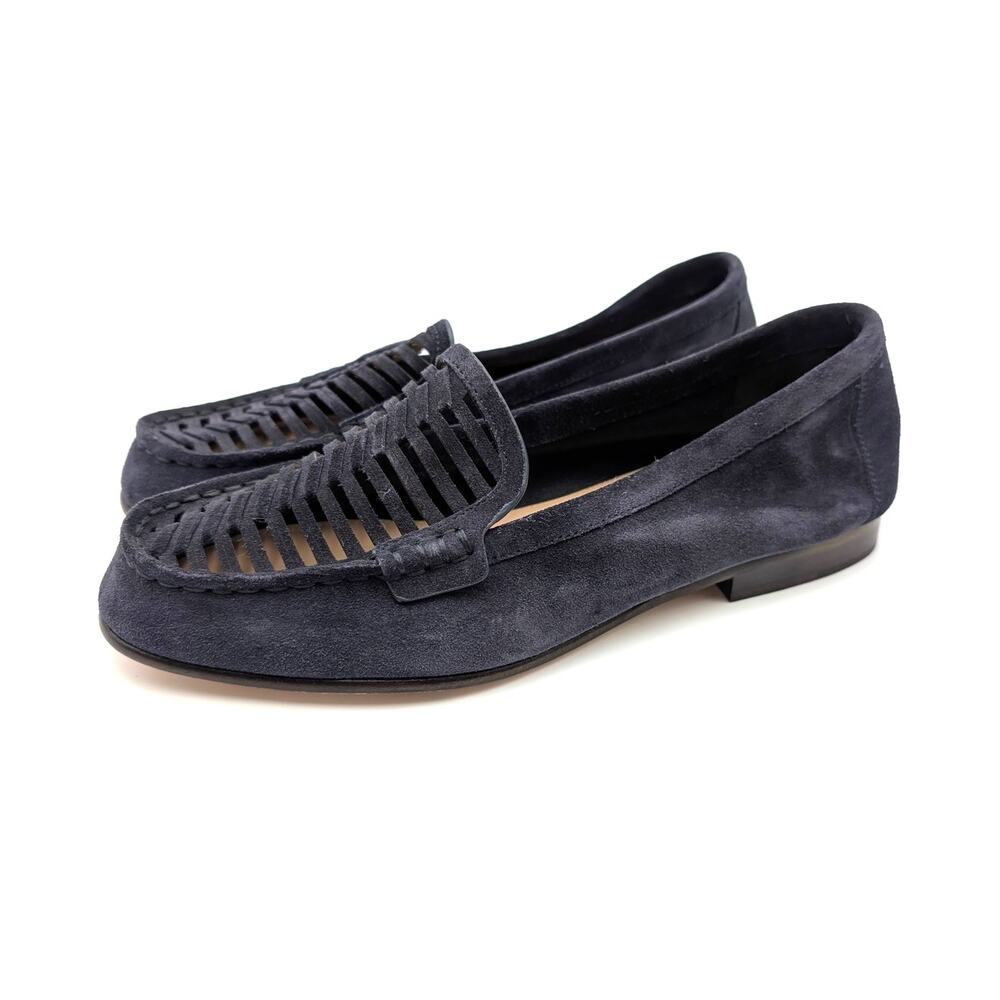Veronica Beard Woven Penny Loafer Shoes Women's Indigo Blue Size US7M EU37.5